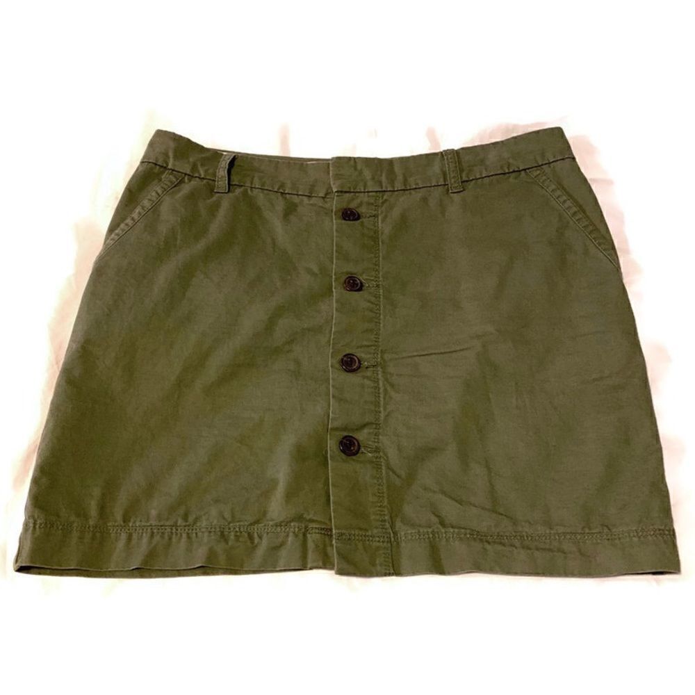 Tommy Hilfiger Olive Green Button Front Mini Skirt